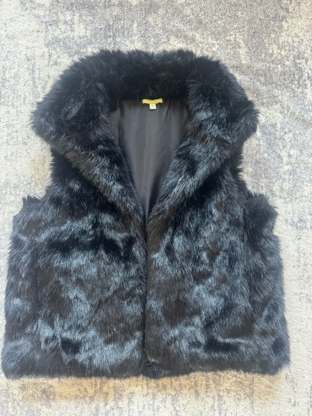 Gianni Bini Black Faux Fur Hooded Vest